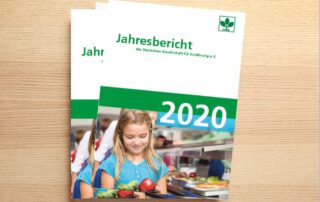 Dekoratives Foto der Titelseite des Jahresbericht der DGE aus 2020.