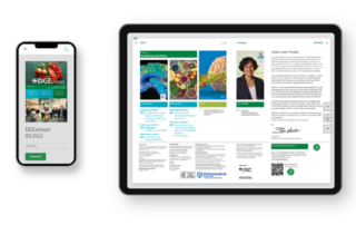 Abbildung der Zeitschrift "DGEwissen" auf Handy und Tablet